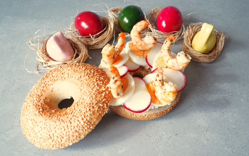 Sesambagel mit Cottage Cheese Garnelen „Italiano“ | Yuu&amp;#39;n Mee