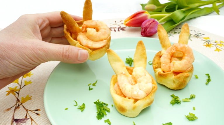Osternestchen mit Garnelen
